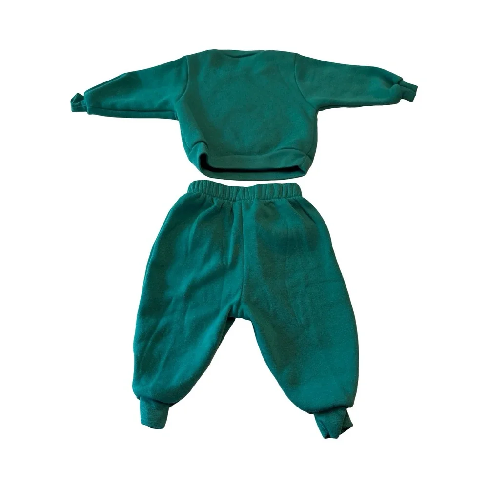 Vintage Little Miracles Teal Football Bear Tracksuit Set 6-9M‎ Sweatshirt Pants